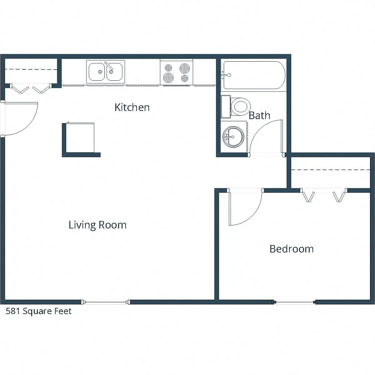 Floor plan One Bedroom 11C