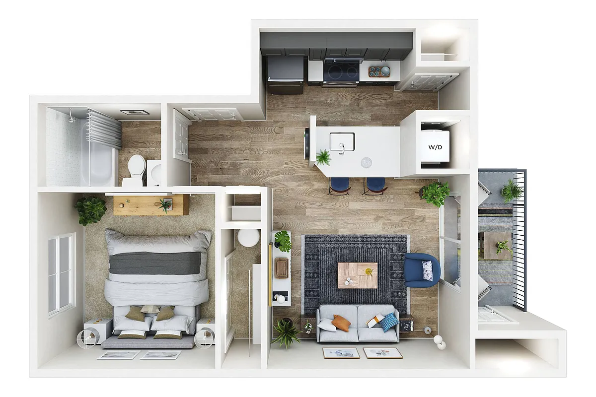 Floor plan 1 BDRM, 1 BTH A