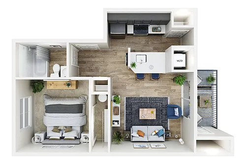 Floor plan 1 BDRM, 1 BTH A