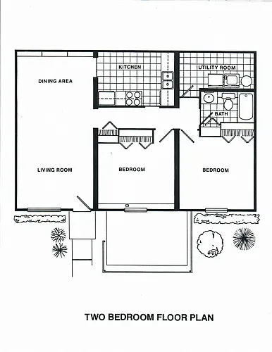 Floor plan 2 Bed 1 Bath