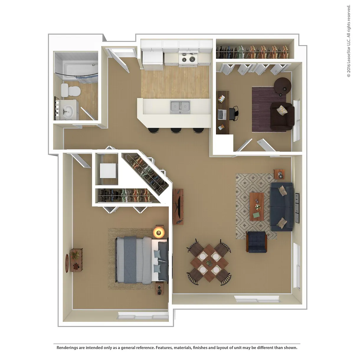 Floor plan 1 Bedroom + Den