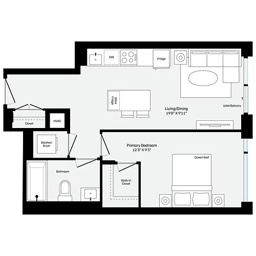 Floor plan A8 One Bedroom