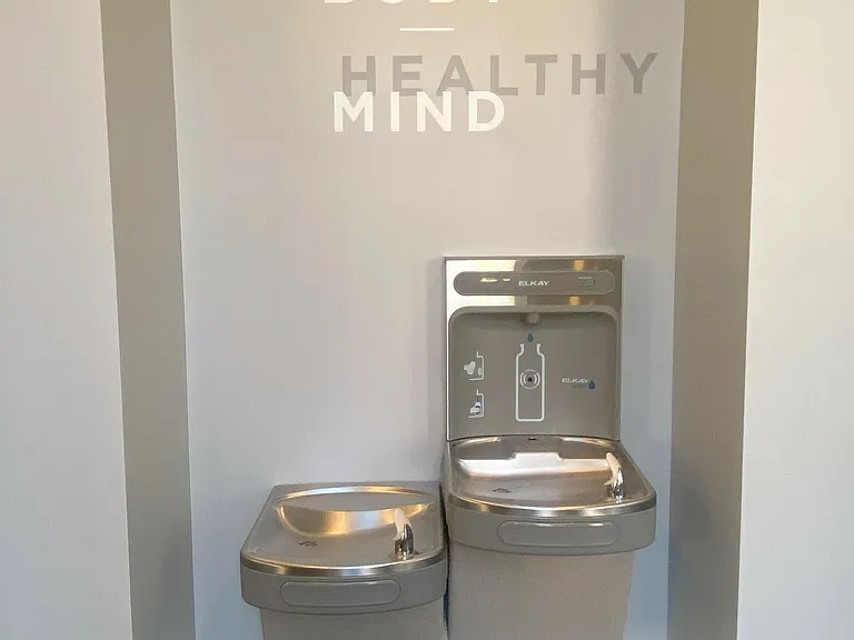 Residents are reducing plastic waste by utilizing our water bottle filling station located in the fitness center.