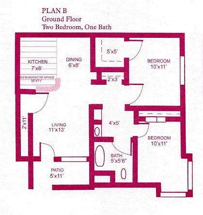 Floor plan 2 Bedroom Downstairs