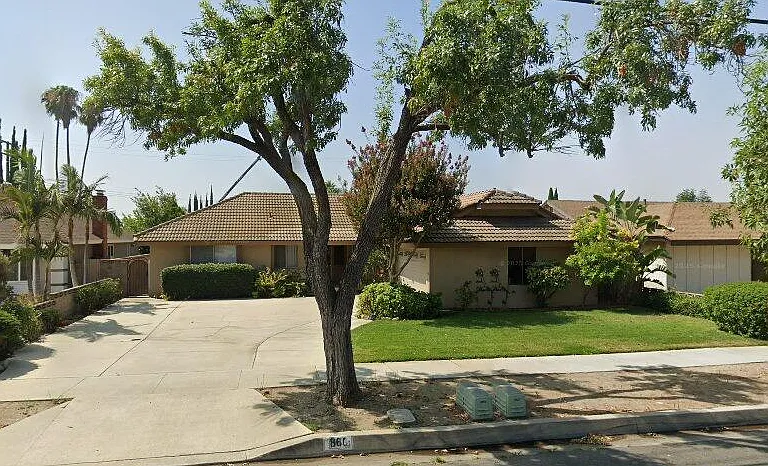 Front yard and driveway and garage