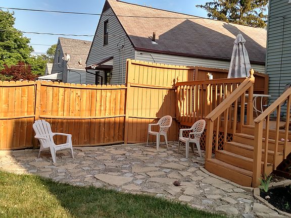 Deck and stone patio