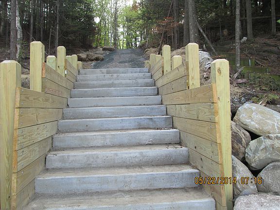 Stairs to lake