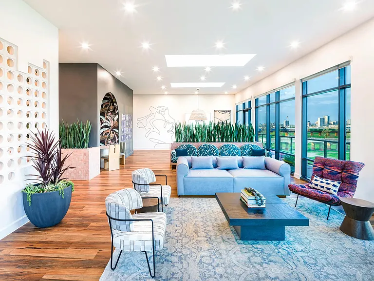 Unobstructed skyline views from your rooftop solarium in downtown Dallas.