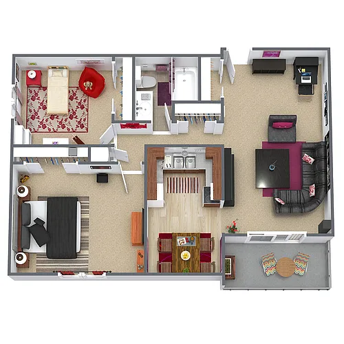 Floor plan 2 Bed/1 Bath - Updated
