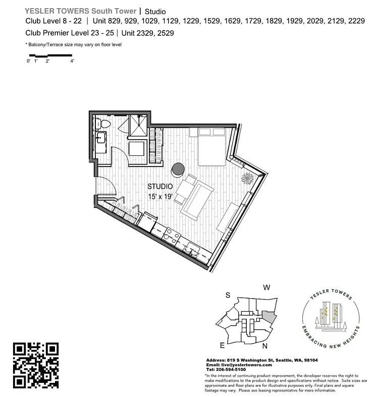 Floor plan Studio - Income Restricted 60% AMI