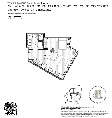 Floor plan Studio - Income Restricted 60% AMI