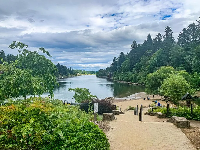 George Rodgers Park and the Willamette River right across the street