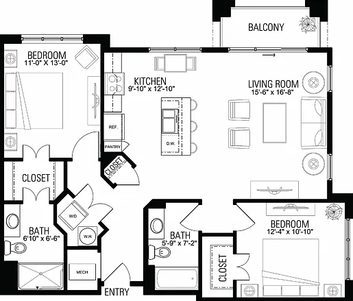 Floor Plan 2F | Wells Street Station | Apartments in Delafield, WI Floor Plan 2F | Wells Street Station | Apartments in Delafield, WI
