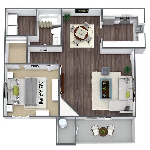 Floor plan A1: 1 Bed 1 Bath