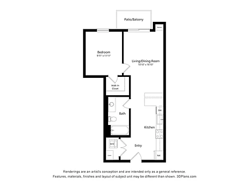 Floor plan 1 Bed 1 Bath S1