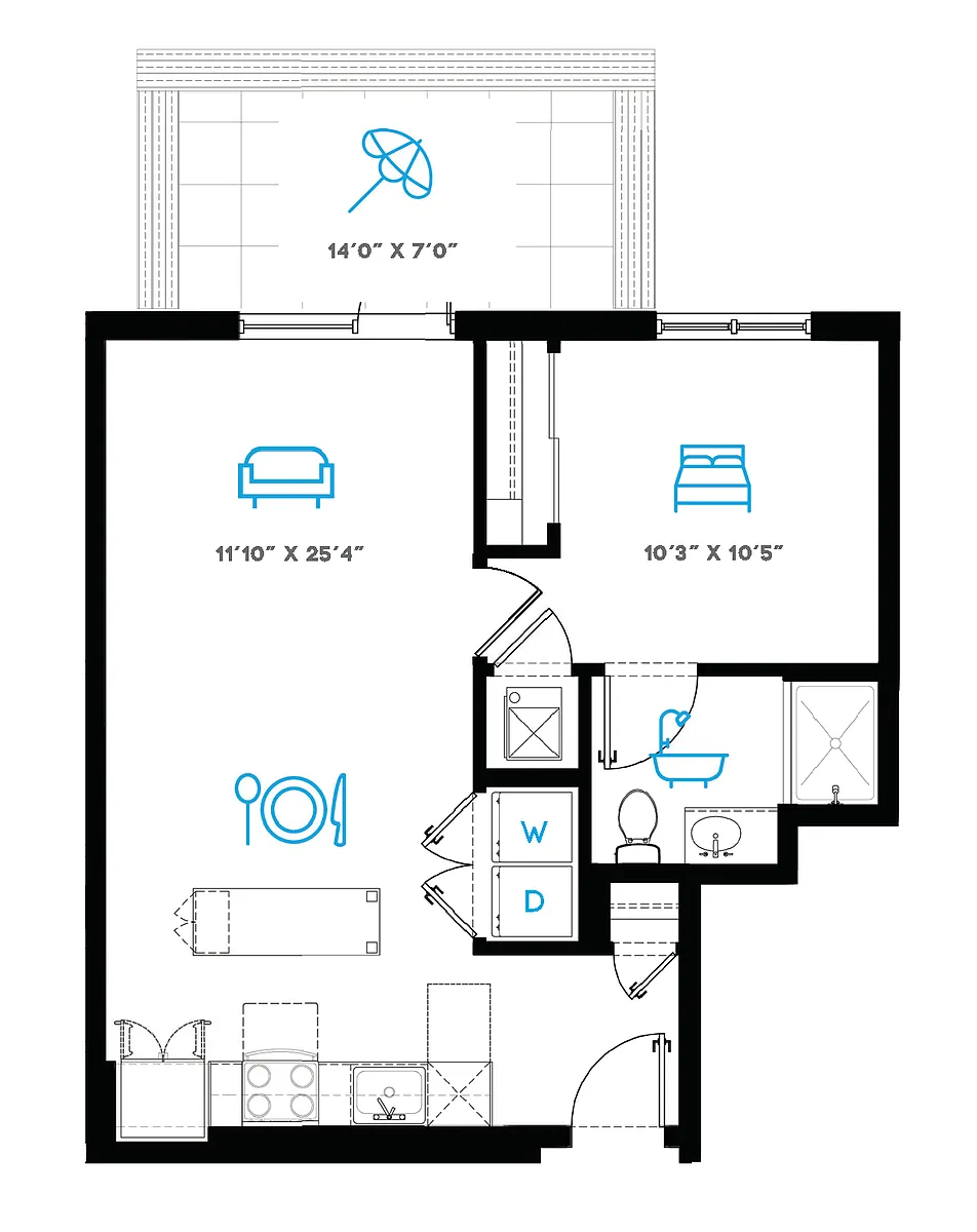 Floor plan 1K