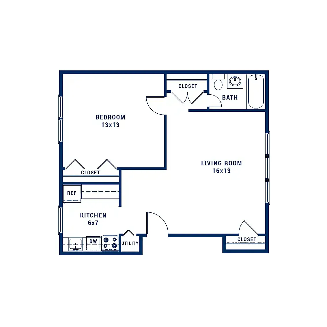 Floor plan 1 Bedroom A