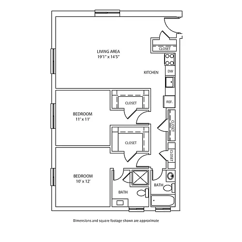 Floor plan 2 Bedroom / 2 Bath