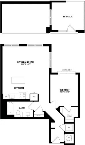 Floor plan 1 Bed/ 1 Bath-A13