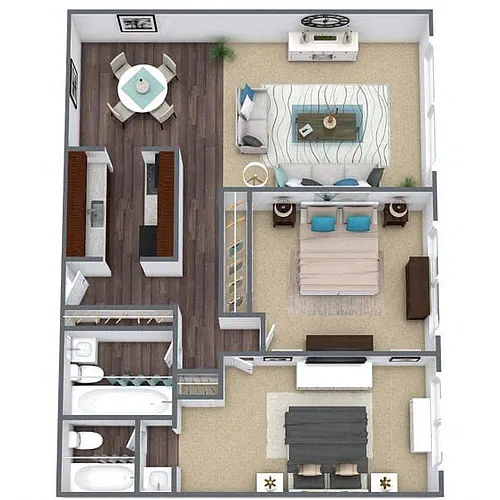 Floor plan B1: 2 Bed 2 Bath