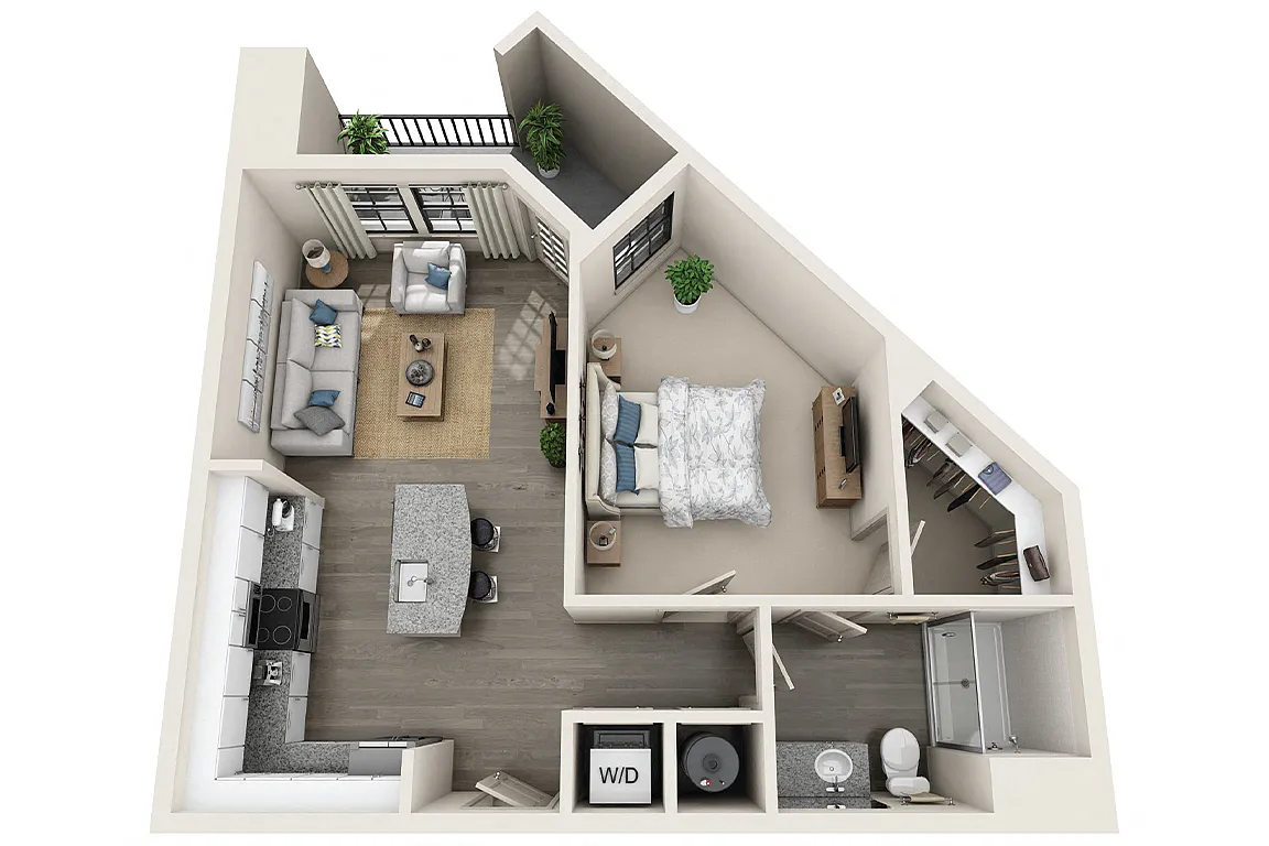 Floor plan Edward 1 Bedroom 1 Bath