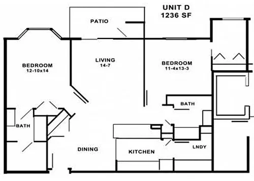 Floor plan 2 Bedrooms / 2 Bathrooms