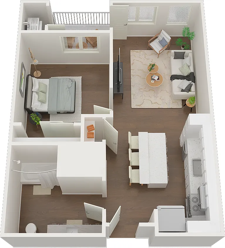 Floor plan 1 Bed 1 Bath PNCA1A