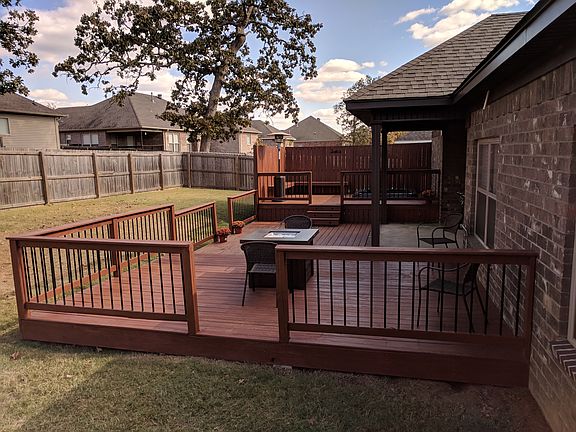 Tri level deck in back yard