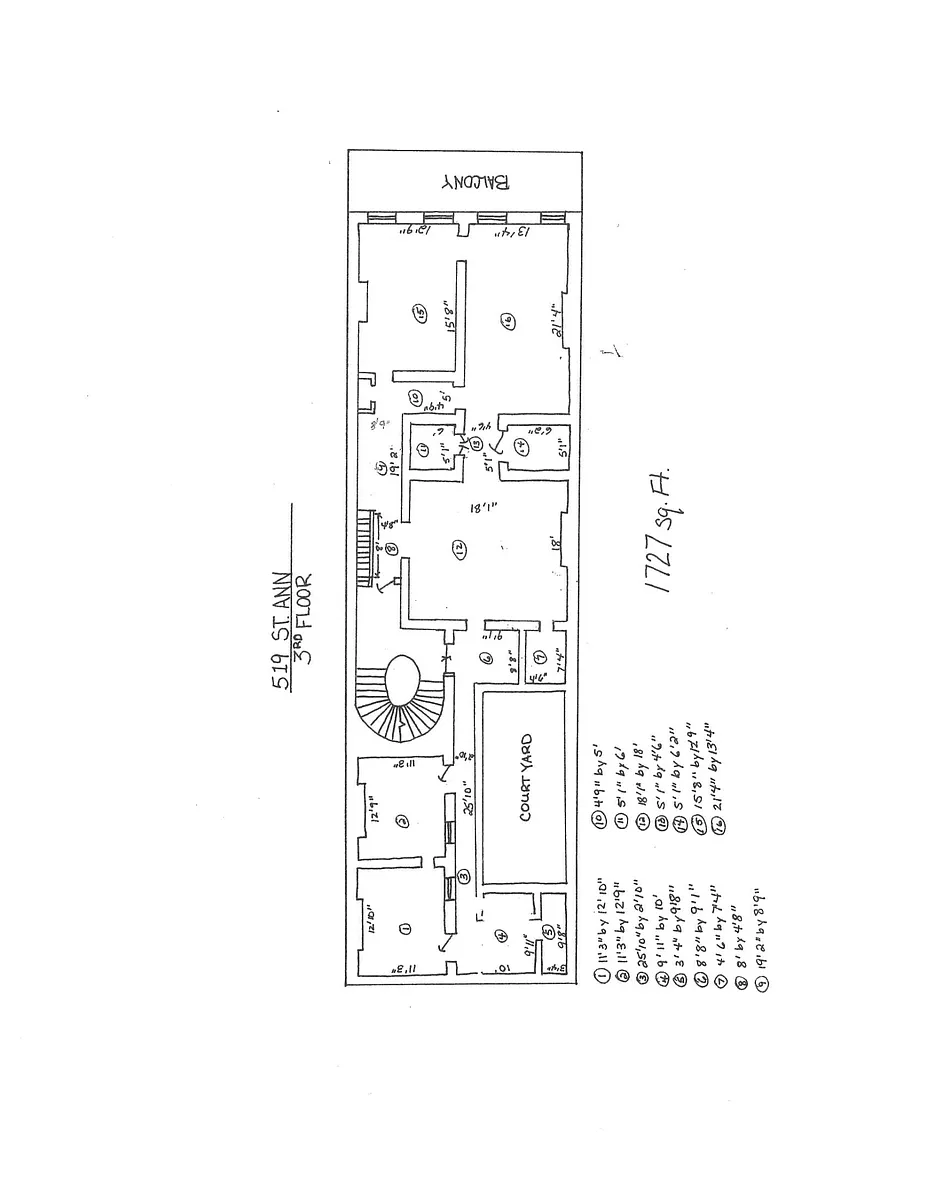 Floor plan 519 St Ann 3rd floor