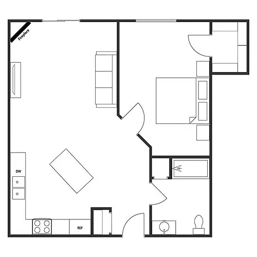 Floor plan One Bedroom One Bath