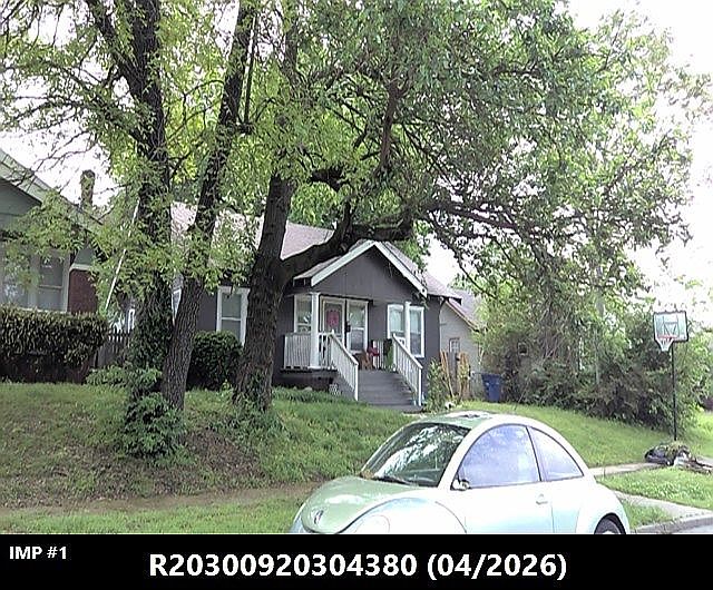 trees, updated porch railing