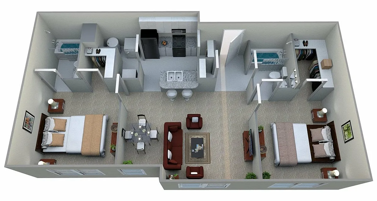 Floor plan Calumet - 2 Bedroom, 2 Bath (950 sqft.)