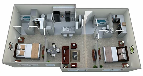 Floor plan Calumet - 2 Bedroom, 2 Bath (950 sqft.)