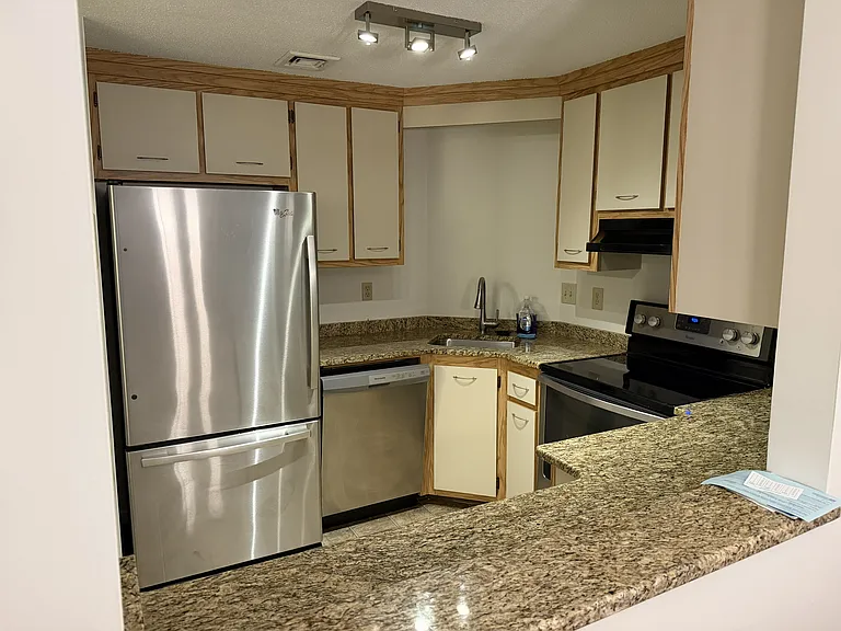 View of the kitchen from the dining/living room area.