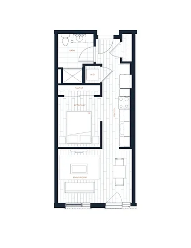 Floor plan A1 - 1 Bed 1 Bath