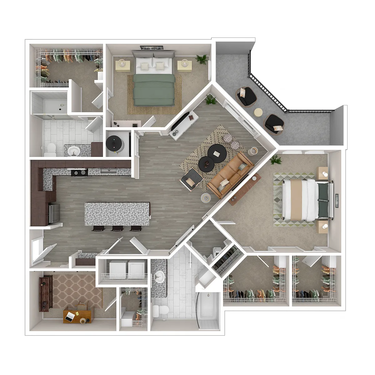 Floor plan Blue Ridge (2x2 1,314-1,375 Sq. Ft)