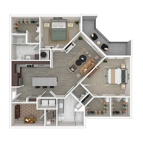 Floor plan Blue Ridge (2x2 1,314-1,375 Sq. Ft)