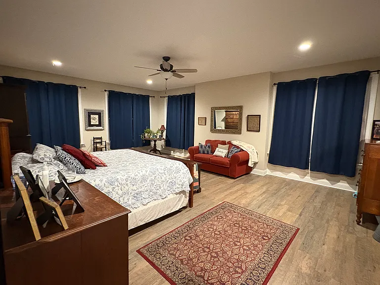 This is the large master bedroom. Every window has a view of the river.