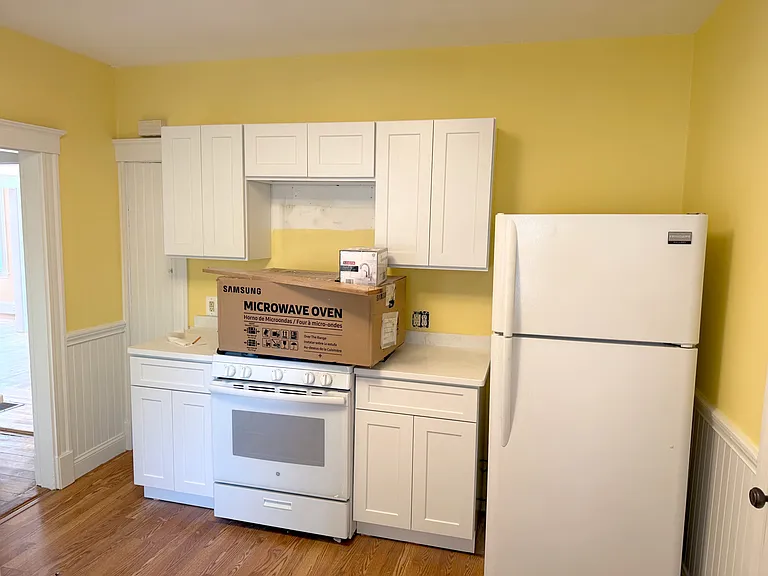 Brand new cabinets. Hardware and microwave still to be installed.
