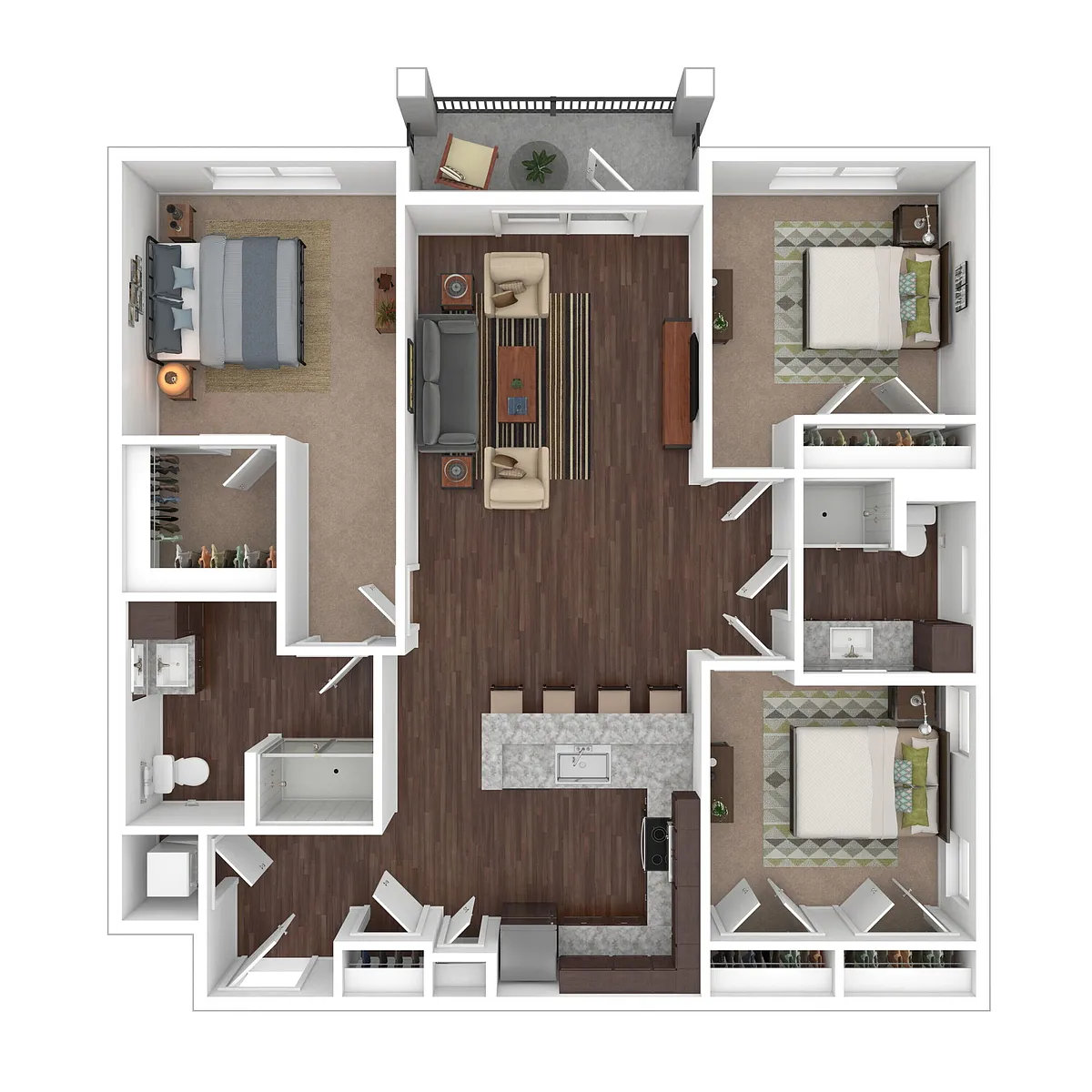 Floor plan 3 Bed 3 Bath (60% AMI)