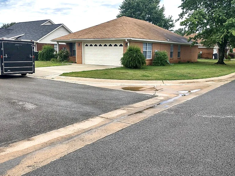 Two car garage and side yard