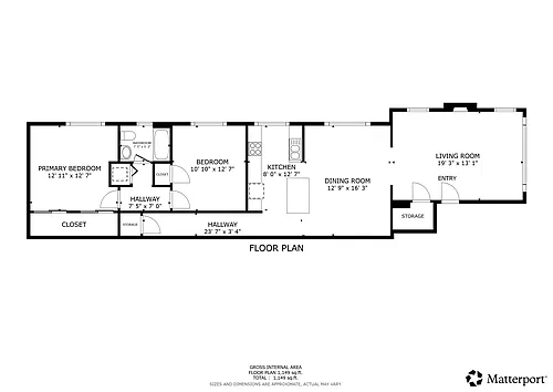 Floor plan The Holly 2 Bedroom 1 Bath C