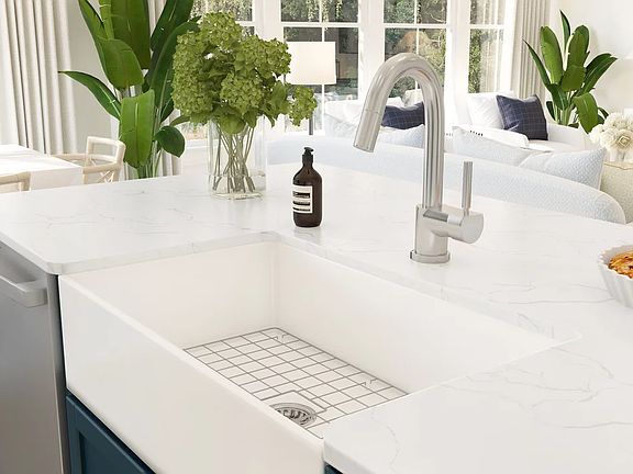 Kitchen island with apron-front sink