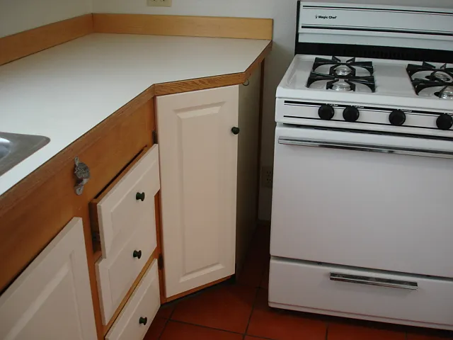 Cupboards in the Kitchen and Stove