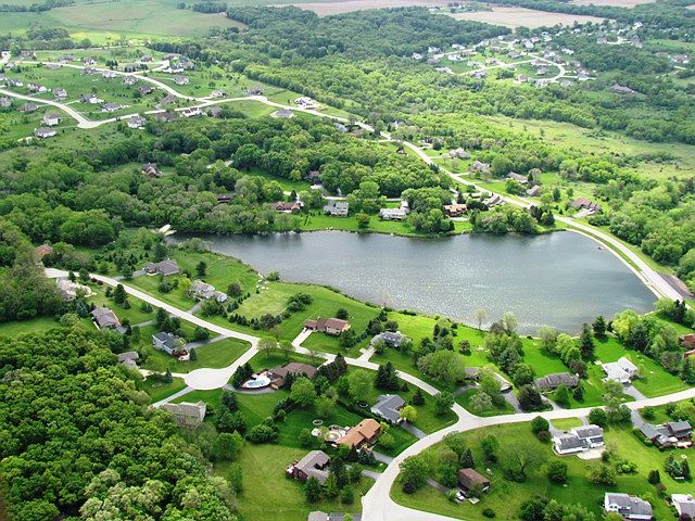 Aerial view of neighborhood