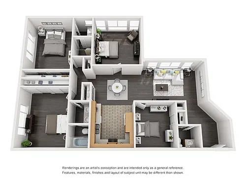 Floor plan 4x2 Furnished - Price Per Bed 2027-2028