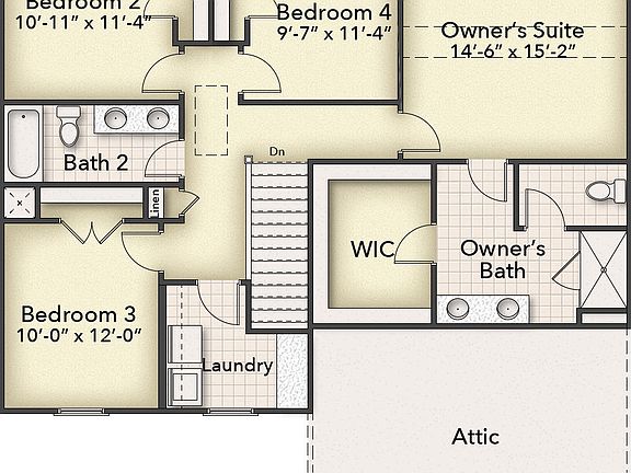 Second Floor with Optional 4th Bedroom