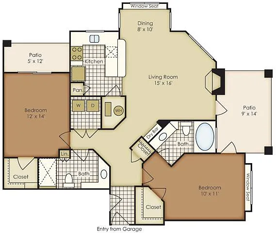 Floor plan Two Bedroom 1B2AG-2B2AG