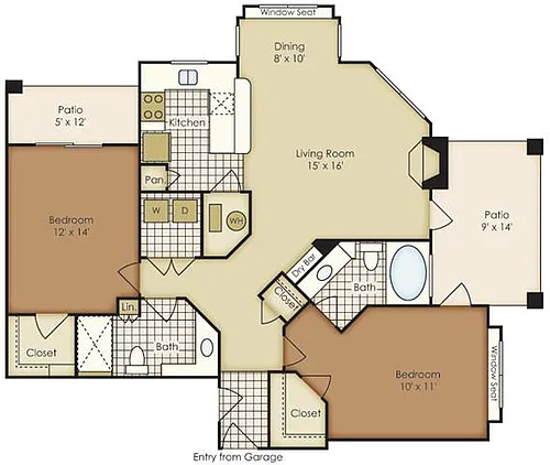 Floor plan Two Bedroom 1B2AG-2B2AG