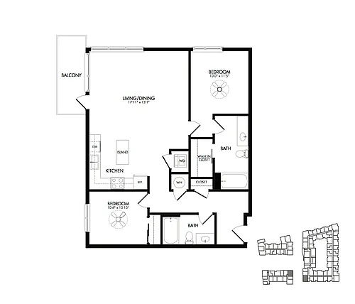 Floor plan 2D w/ Balcony